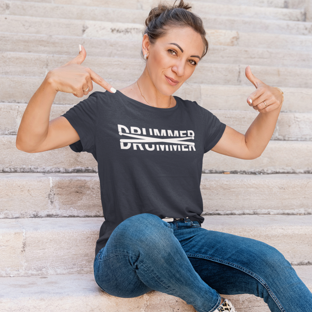 Drummer Text Cut In Half With Drumsticks Unisex T-Shirt