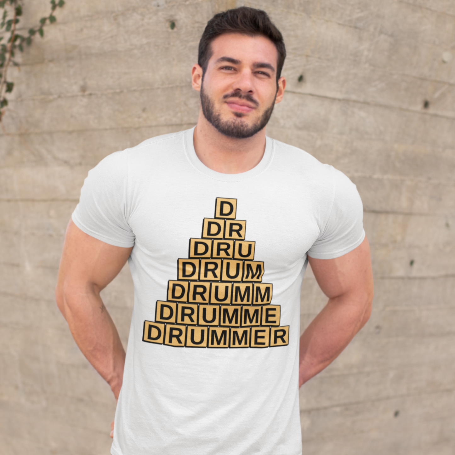 Drummer Text On Stacked Blocks Unisex T-Shirt