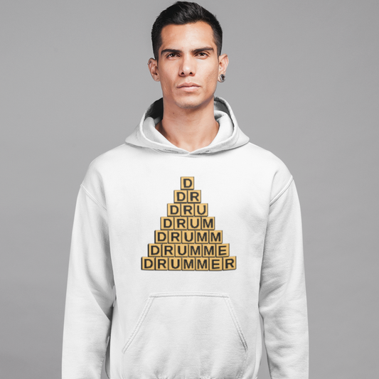 Drummer Text On Stacked Blocks Unisex Hoodie