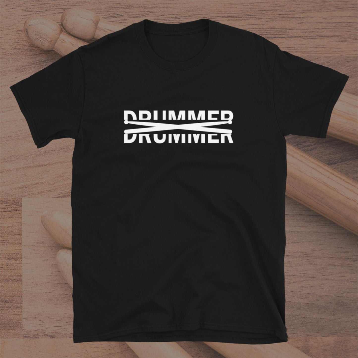 Drummer Text Cut In Half With Drumsticks Unisex T-Shirt