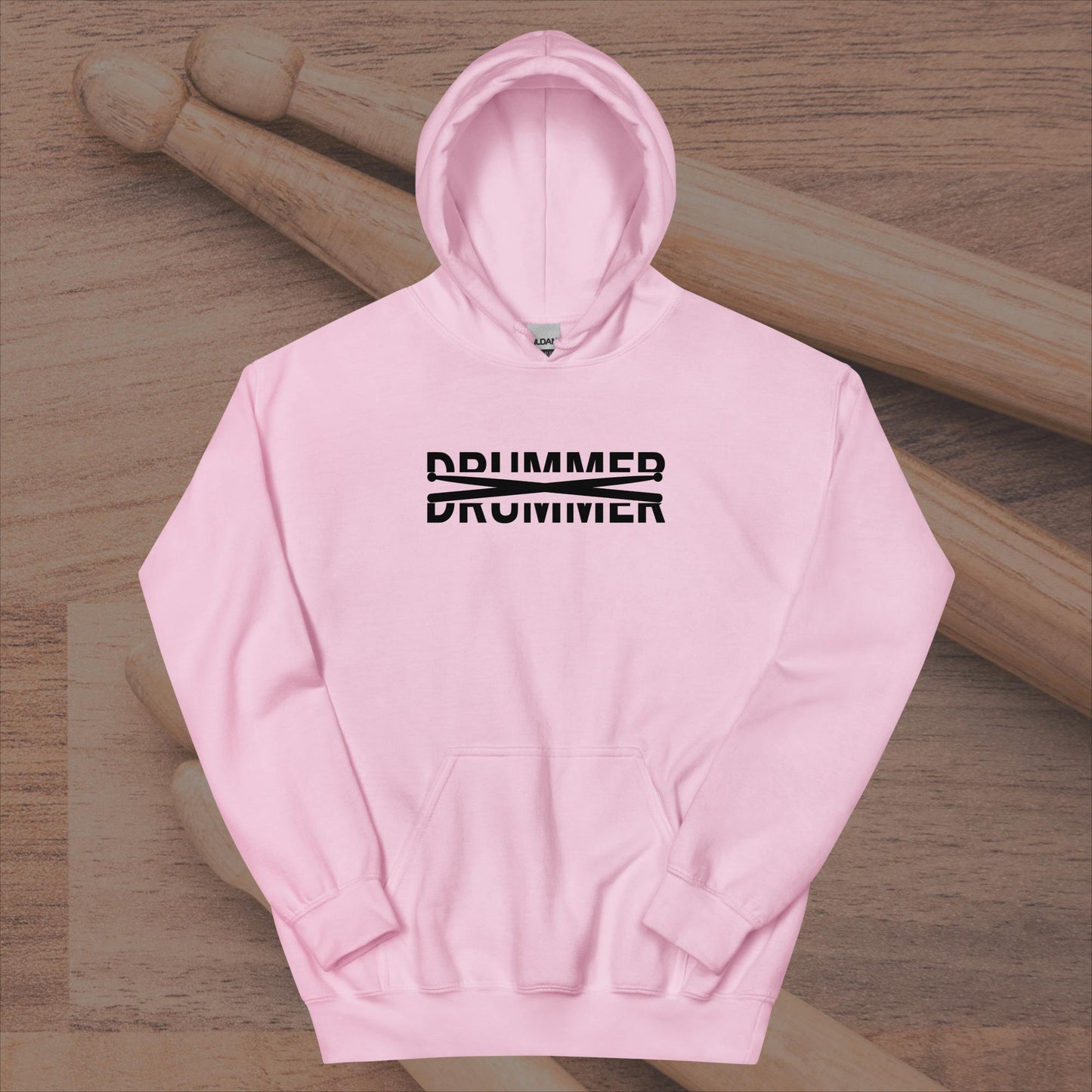 Drummer Text Cut In Half With Drumsticks Unisex Hoodie